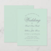 ミントグリーン & グレー スクリプト 予算 ウェディング 招待状 (正面/裏面)