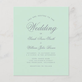ミントグリーン & グレー スクリプト 予算 ウェディング 招待状