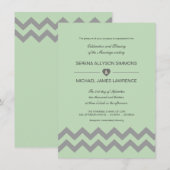 ミントグリーン & グレー チェブン 結婚式招待状 招待状 (正面/裏面)