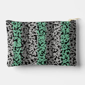 ミントグリーン、グレー、黒のデジタルピクセル化されたストライプ アクセサリーポーチ (裏面)