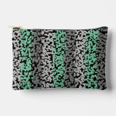 ミントグリーン、グレー、黒のデジタルピクセル化されたストライプ アクセサリーポーチ (正面)