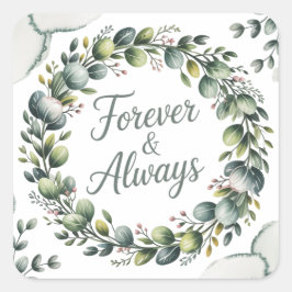 ミントグリーン＆セージグリーンのユーカリ スクエアシール