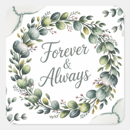 ミントグリーン＆セージグリーンのユーカリ スクエアシール (正面)