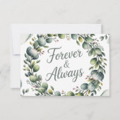 ミントグリーン&セージ緑ユーカリ結婚ス サンキューカード (裏面)