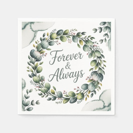 ミントグリーン&セージ緑ユーカリ スタンダードカクテルナプキン (正面)