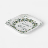 ミントグリーン&セージ緑ユーカリ ペーパープレート (傾斜あり)