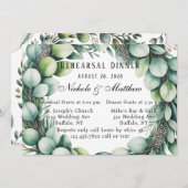 ミントグリーン&セージEucalyptusリハーサルディナー 招待状 (正面/裏面)