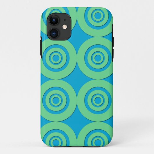 ミントグリーン+ターコイズブルーの円模様 モダンなパターン Case-Mate iPhoneケース (裏面)