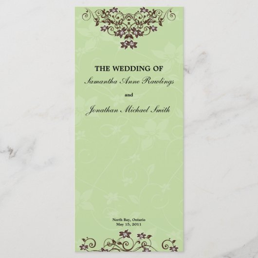 ミントグリーン&チョコレートブラウン結婚式 プログラム (正面)