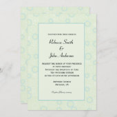 ミントグリーン&ティール（緑がかった色）ブルースワールパタ結婚ーン 招待状 (正面/裏面)