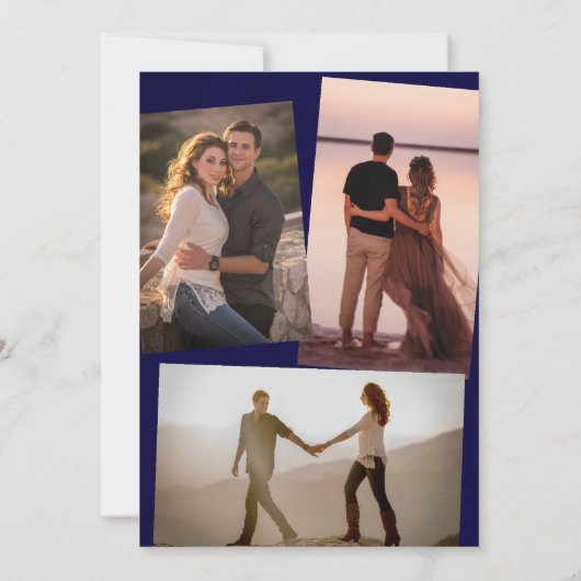 ミントグリーン&ネイビーブルーレースフォトコラージュ結婚ズ 招待状 (裏面)