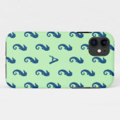 ミントグリーン&ネイビーモノグラムのシーホース模様 Case-Mate iPhoneケース (裏面(横))