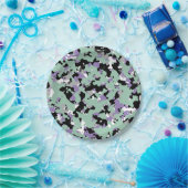 ミントグリーン&パープルカモフラージュ迷彩柄プリントパーティー ペーパープレート (パーティー)