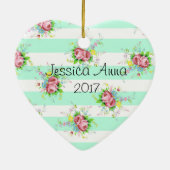 ミントグリーン&ピンククリスマス記念オーナメント セラミックオーナメント (裏面)