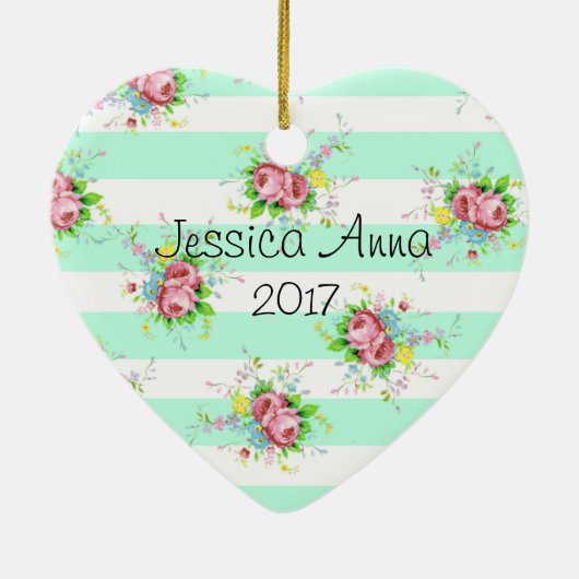 ミントグリーン&ピンククリスマス記念オーナメント セラミックオーナメント (裏面)