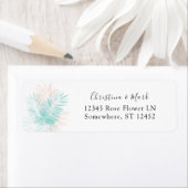 ミントグリーン&ピンクパームリーフ差出人住所ラベル ラベル (インサイチュ)