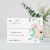 ミントグリーン&ピンクフローラノミールRSVP 出欠カード (スタンド正面)
