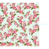 ミントグリーン（ピンク色の花） ファブリック (タイル)