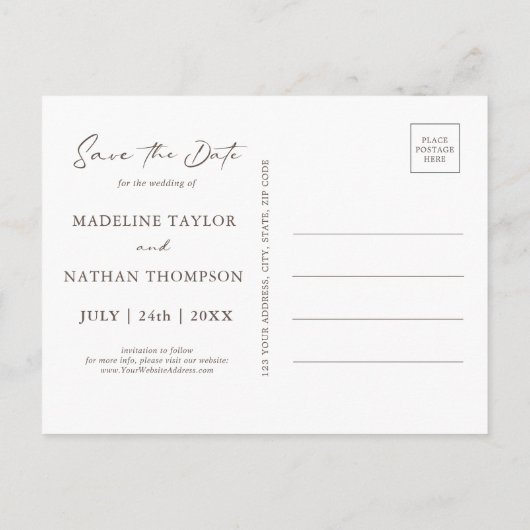 ミントグリーン&ピーチフローラ日付ポストカードを保存 ポストカード (裏面)