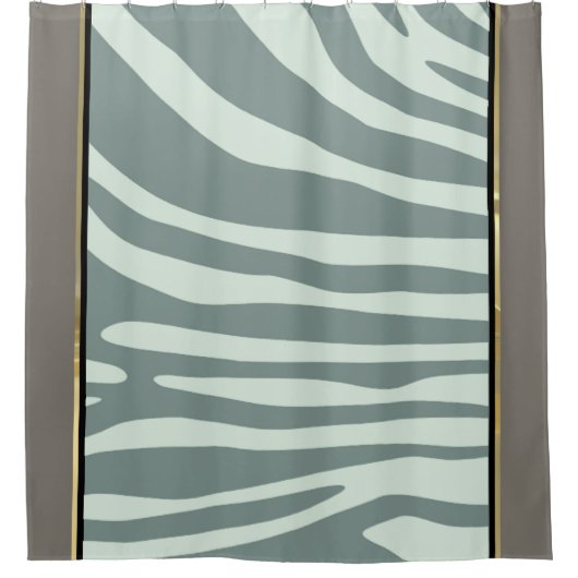 ミントグリーン、ブラックとミントグリーン シャワーカーテン (正面)