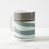 ミントグリーン、ブラック、ゼブラ印刷 コーヒーマグカップ (正面左)