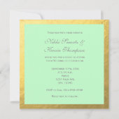 ミントグリーン&ホワイトゴールドストライプのフォイル招待状 招待状 (裏面)