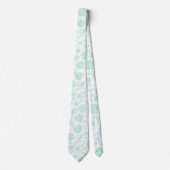 ミントグリーン&ホワイトフローラダマスク ネクタイ (正面)