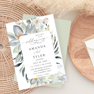 ミントグリーン&ホワイトフローラ – ミント結婚ズ 招待状