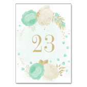 ミントグリーン&ホワイト花金ゴールド結婚フローラ テーブルナンバー (裏面)