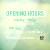 ミントグリーン & ホワイト レトロ スクリプト QR コード 営業時間 ウィンドウサイン (シート3)