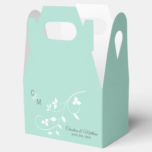 ミントグリーン&ライトグレーつる植物イニシャルサンキューユナイテッド フェイバーボックス (オープン)