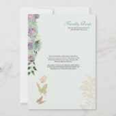 ミントグリーン&ラベンダーバラバタフライキンセアニェラ  招待状 (裏面)