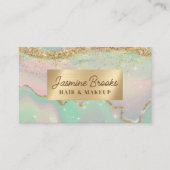 ミントグリーン ラベンダー ゴールドグリッター 名刺 (正面)