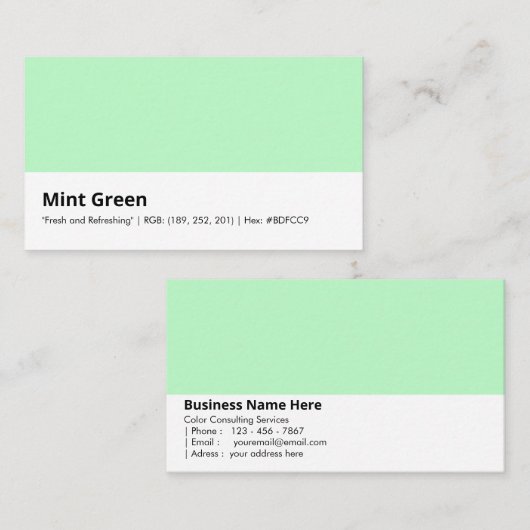 ミントグリーン | 「新鮮で爽やかな」 名刺 (正面/裏面)