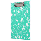 ミントグリーン、白いフローラ渦巻き；花 クリップボード (左)