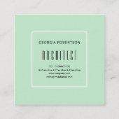 ミントグリーン、白い三角形とモノグラムモダン スクエア名刺 (裏面)