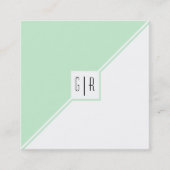 ミントグリーン、白い三角形とモノグラムモダン スクエア名刺 (正面)