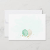 ミントグリーン & 白い花 ゴールド フラワーのウェディング サンキューカード (裏面)