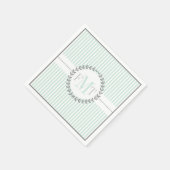 ミントグリーン、白パタストライプのーン結婚ズ スタンダードカクテルナプキン (角)