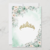 ミントグリーン&金ゴールドウォーターカラーフローラキンセアニラ 招待状 (裏面)