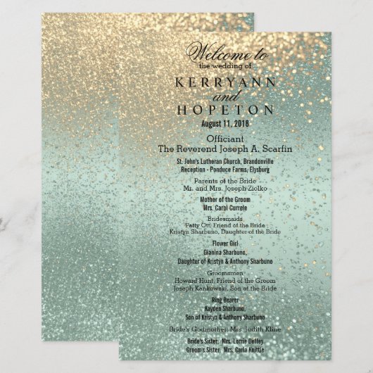 ミントグリーン&金ゴールドグリッター – プログラム (正面/裏面)