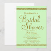 ミントグリーン&金ゴールドブライダルウェディングシャワーの招待 招待状 (正面/裏面)