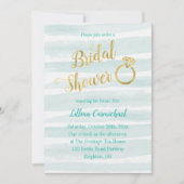 ミントグリーン&金ゴールド水彩ブライダルシャワー 招待状 (正面)