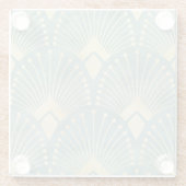 ミントグリーン，金ゴールド,アールデコパターン，ヴィンテージ，レトロ，M ガラスコースター (裏面)