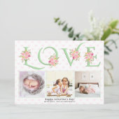 ミントグリーンLOVEタイポグラフィ写真バレンタインデー シーズンカード (スタンド正面)