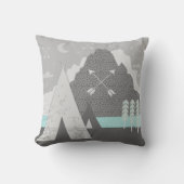 ミントグレイインディアントバルテペアロームーンマウンテン クッション (正面)