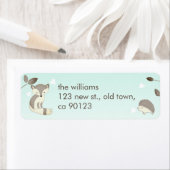 ミントグレイキツネヘッジホッグ差出人住所ラベル ラベル (インサイチュ)