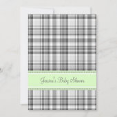 ミントグレイプレイドカスタムベビーシャワー招待状 招待状 (正面)