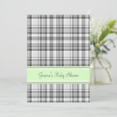 ミントグレイプレイドカスタムベビーシャワー招待状 招待状 (スタンド正面)