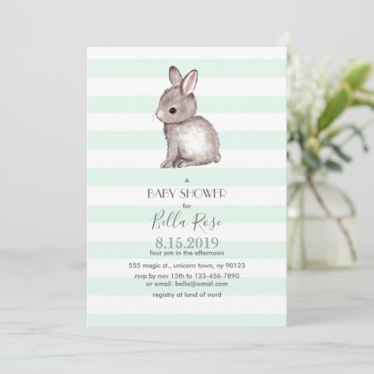 ミントグレイベビーシャワー招待状 招待状 (スタンド正面)